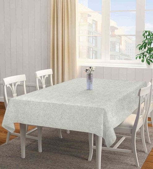 Woven Design White (72x52) Cotton Blend Table Cover