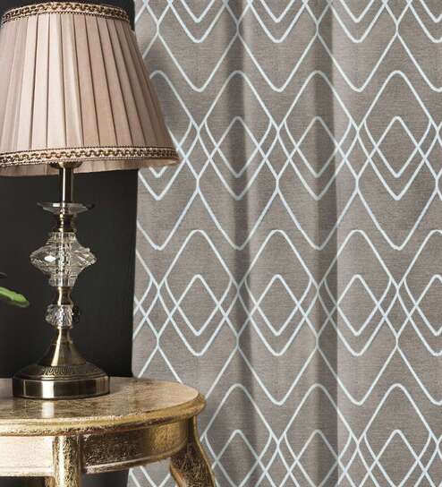 Woven maze soft brown Blackout Jacquard Polyester Curtains for Door Pack of 2
