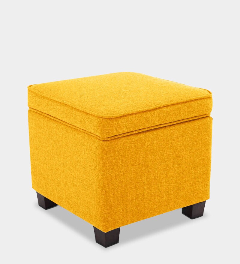 Buy Sudan Fabric Ottoman in Bold Yellow Colour by Febonic Online