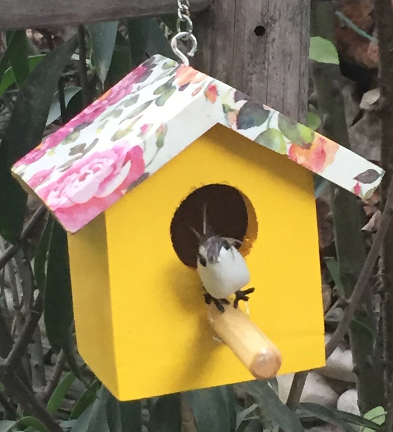 Buy Wonderland Yellow Small Bird House With Artifical Bird Online