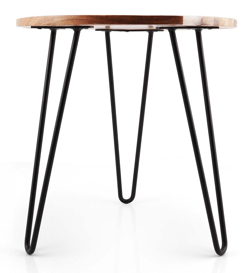 Buy Epoxy Metal End Table in Natural Resin White Finish by We Wood