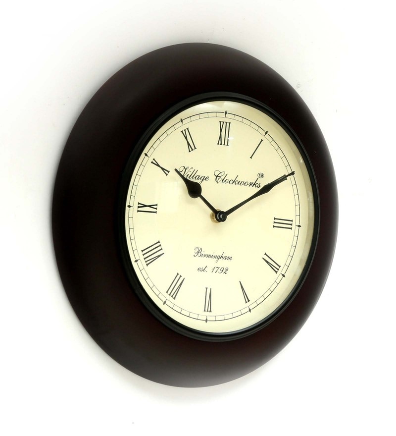 Buy Black Mango Wood Modern Wall Clock Online Modern Wall Clocks