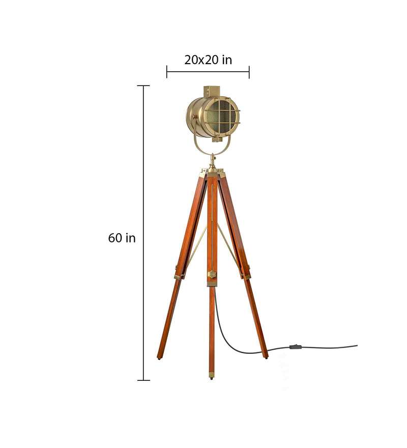 Buy Wooden Brown And Brass Antique Gold 5Ft Height Adjustable Tripod