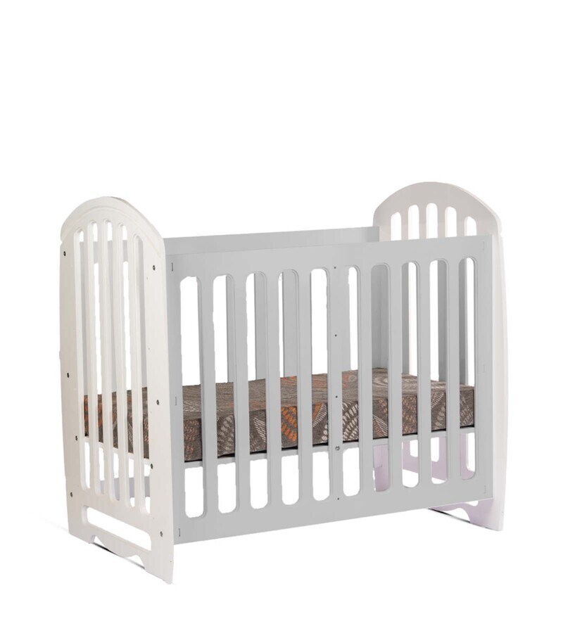 grey wooden cot