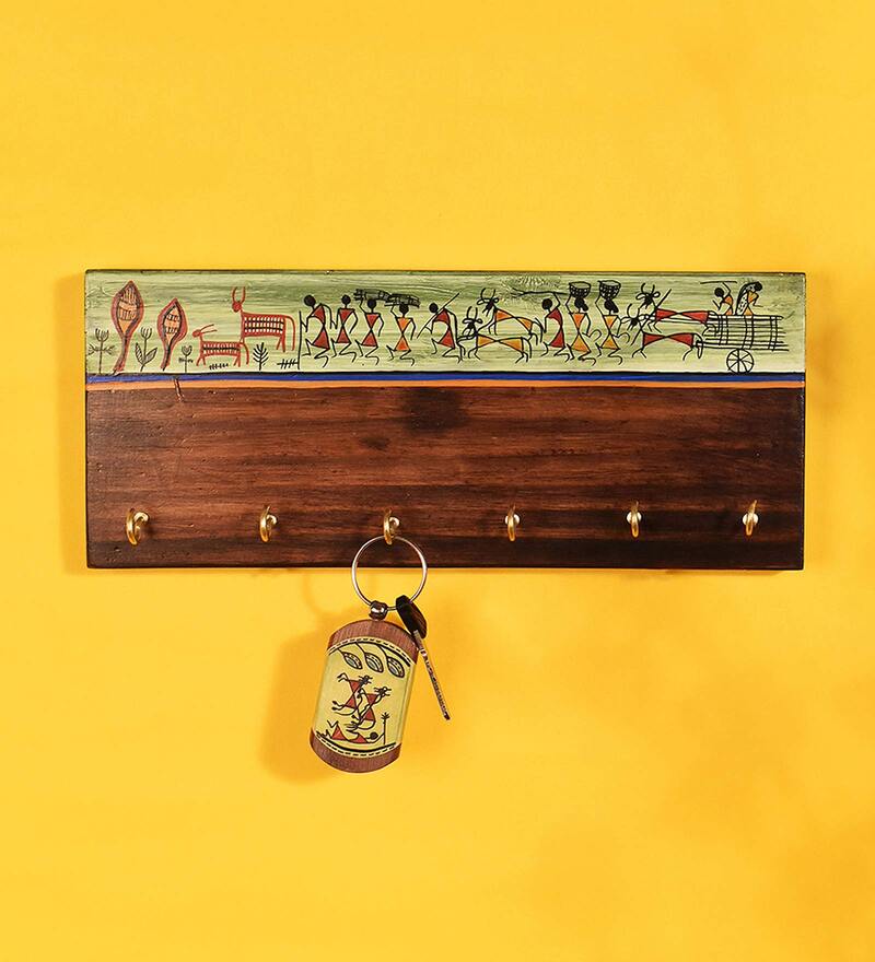 Buy Wooden Handcrafted Warli Art Key Holder By Aakriti Art Creations