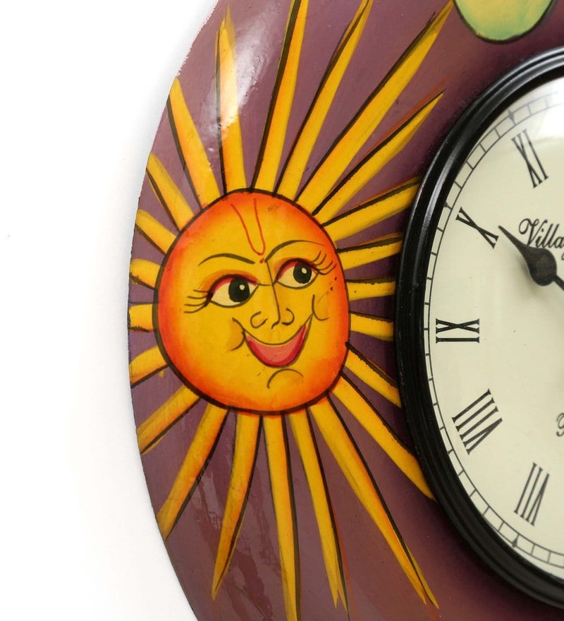 Buy Wooden Handpainted Round Wall Clock By Craft Tree Online