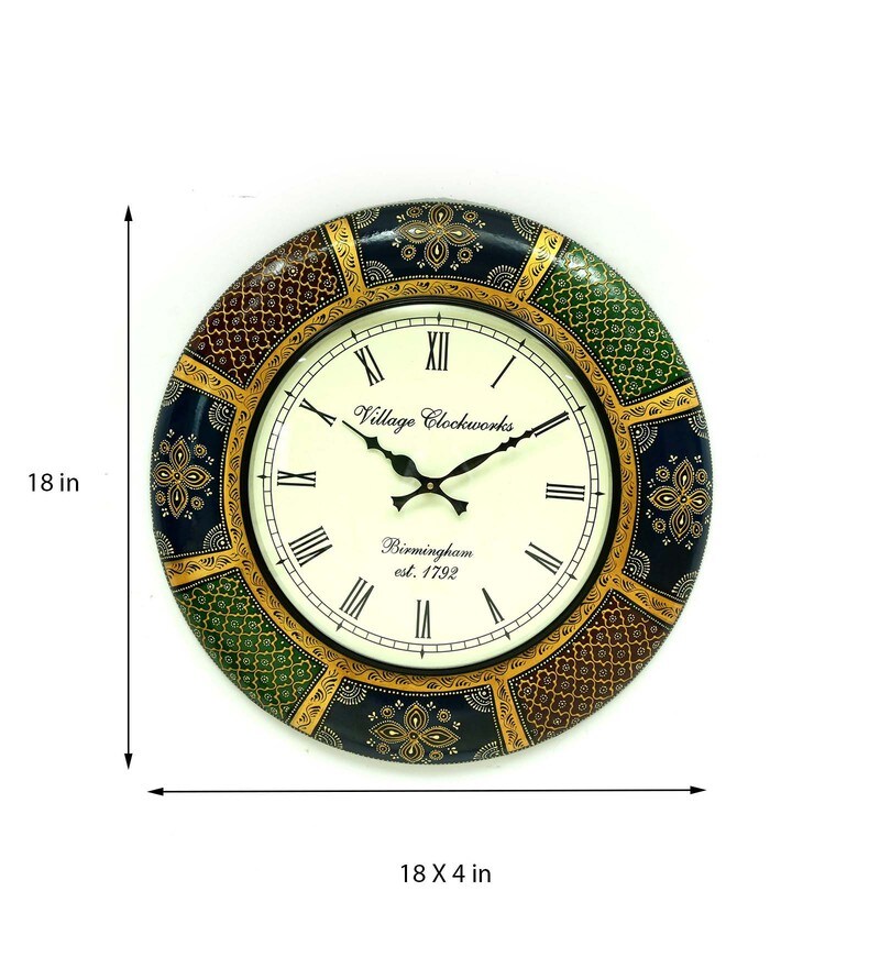 Buy Wooden Handpainted Round Wall Clock By Craft Tree Online