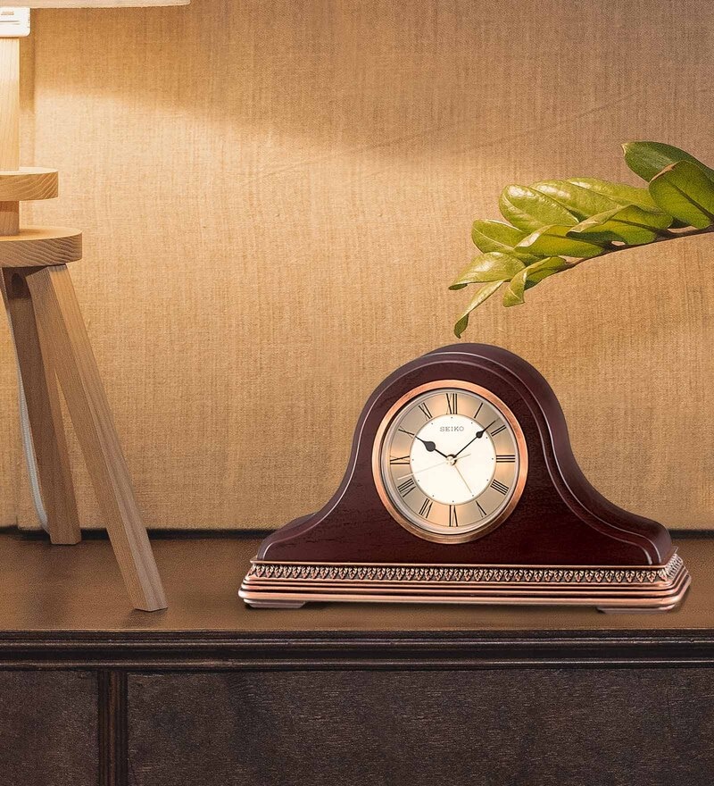 Buy Wooden Mantel Wall Clock QXE017B By Seiko Online Table Clocks