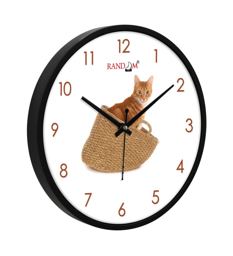 Buy Wooden Pussy Cat Wall Clock In Black By Random Online Modern Wall Clocks Wall Clocks 8219