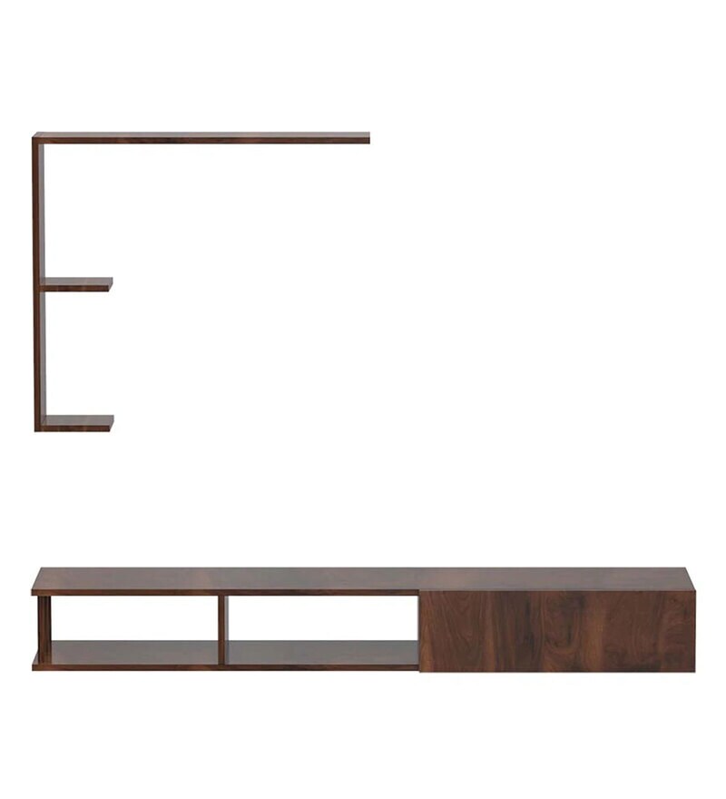 Buy Wooden Tv Unit with Shelves in Walnut Colour by