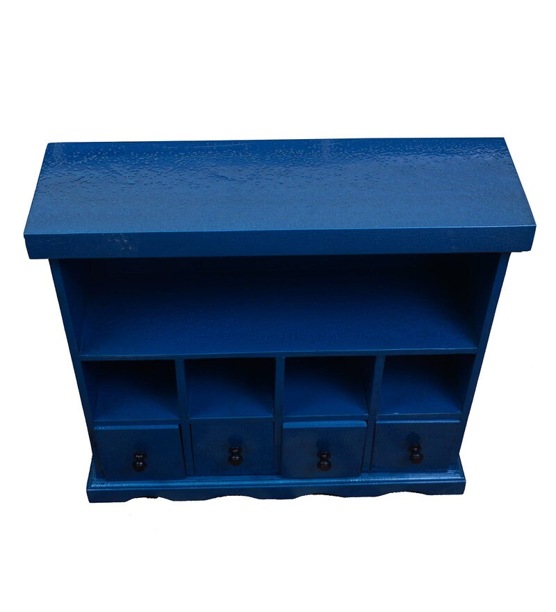 Buy Wooden Wall In Distress Blue By Art Of Jodhpur Online