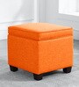 Sudan Fabric Ottoman in Vivid Orange Colour