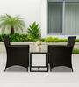 Wollongong Wicker Table And Chair Set ( With 2 Chairs ) In Brown Finish