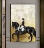Women Riding Horse Multicolour Engineered Wood Framed Canvas Wall Painting