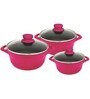 Aluminium Purple 4000 ML Casserole- Set of 3