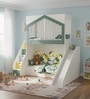 WonderSlide Bunk Bed With Staircase, Drawer Storage and Slide In Green Colour