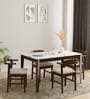 Eros Wondertop Solid Wood 4 Seater Dining Set In Marble Finish