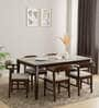 Eros Wondertop Solid Wood 6 Seater Dining Set In Marble Finish