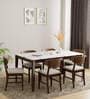 Eros Wondertop Solid Wood 6 Seater Dining Set In Marble Finish