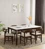 Eros Wondertop Solid Wood 6 Seater Dining Set In Marble Finish