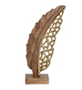 Wood And Aluminium Leaf Tabletop Showpiece