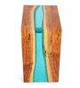 Epoxy Metal C-Shape End Table In Teal Resin Finish