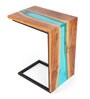 Epoxy Metal C-Shape End Table In Teal Resin Finish