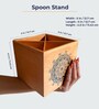 Brown Birch Wood Spoon Stand with Mandala Art
