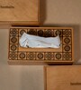 Brown Birch Wood Light Tissue Box with Mandala Art