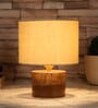 Wood Off-White Table Lamp