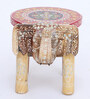 Wood Red Wooden Handpainted Big Elephant Stool