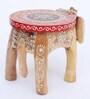 Wood Red Wooden Handpainted Big Elephant Stool
