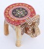 Wood Red Wooden Handpainted Big Elephant Stool