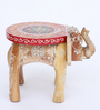 Wood Red Wooden Handpainted Big Elephant Stool