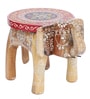 Wood Red Wooden Handpainted Big Elephant Stool