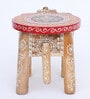 Wood Red Wooden Handpainted Big Elephant Stool