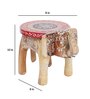 Wood Red Wooden Handpainted Big Elephant Stool