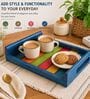 Wood Serving Tray, Wooden Tray  (Blue, Size Small 8X8 Inch)