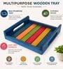 Wood Serving Tray, Wooden Tray  (Blue, Size Small 8X8 Inch)