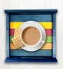 Wood Serving Tray, Wooden Tray  (Blue, Size Small 8X8 Inch)