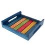Wood Serving Tray, Wooden Tray  (Blue, Size Small 8X8 Inch)