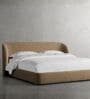 Woodbrick Suede Queen Sized Bed With Hydraulic Storage in Beige Colour