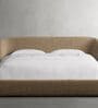Woodbrick Suede King Sized Bed With Hydraulic Storage in Beige Colour