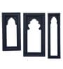 Wooden (Set Of 3) Carved Jharokha In Blue Colour