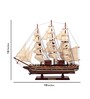 Wooden 17 inches Maroon and Golden with Curated Deck Sailing Ship Showpiece