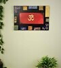 Wooden 3D Handmade Rectangle Wall Art In Red With Om