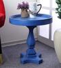 Wooden Solid Wood End Table in Dark Blue Finish
