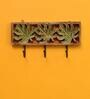 Wooden Autumn Holly Leaf Hanger Key Holder