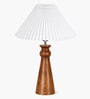 Wooden Baluster Table Lamp with Pleated Shade for Bedroom and Desk lamp