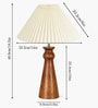 Wooden Baluster Table Lamp with Pleated Shade for Bedroom and Desk lamp